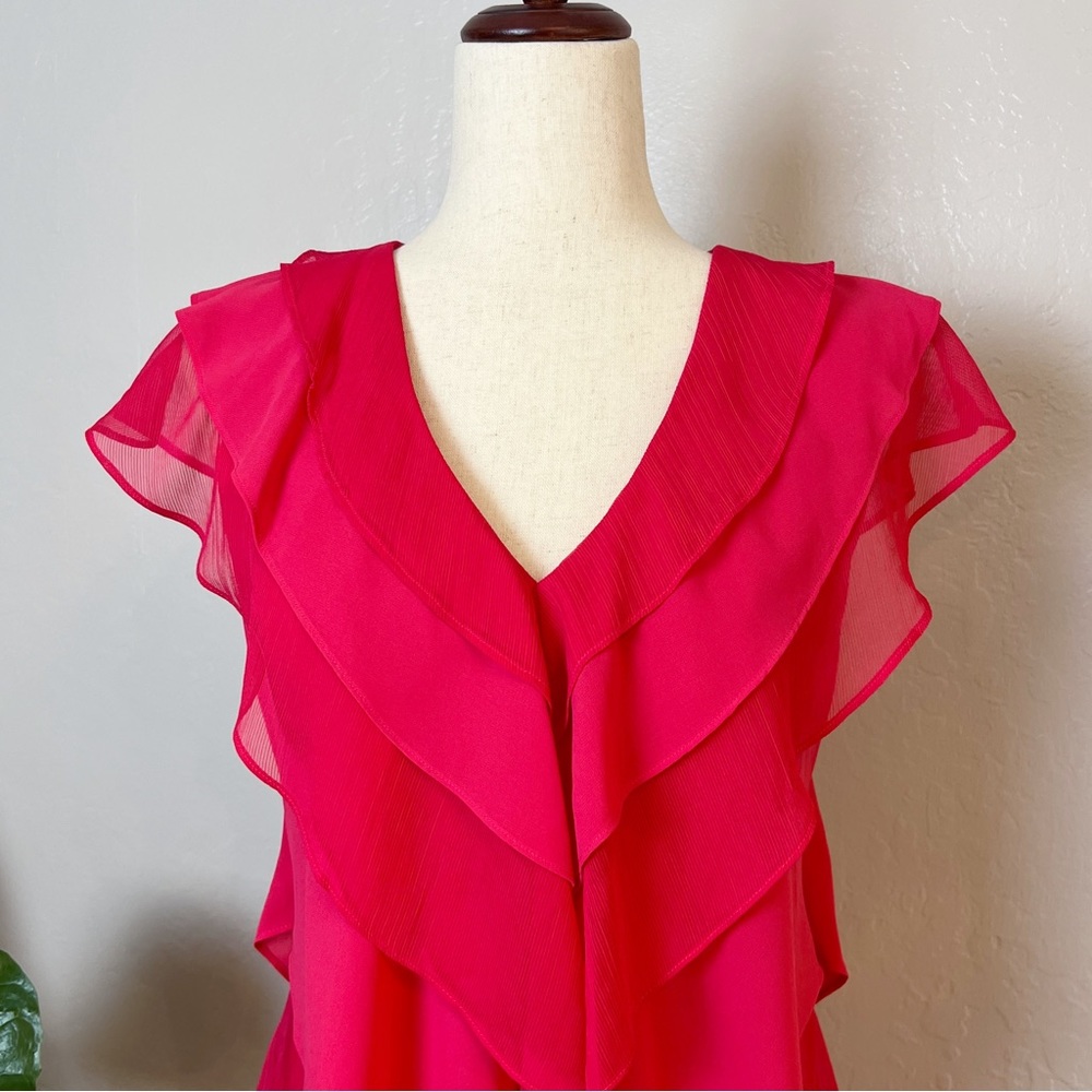 •PHASE EIGHT• Sage Pleated Ruffle Mini Dress in Raspberry‎ Size 2 - Picture 4 of 14